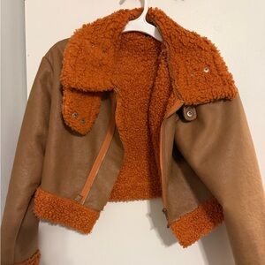 Cider Brown and Orange Teddy Jacket